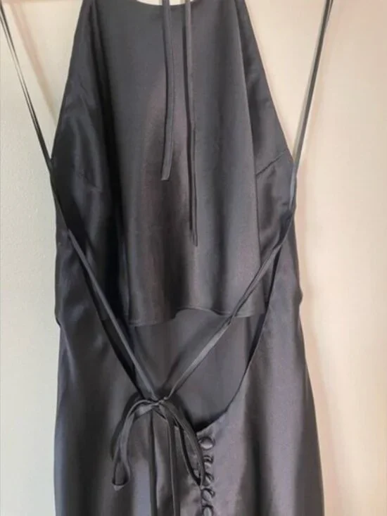 NEW Reformation Jeany Silk Long Dress Backless Formal Wedding Black | Size S - Picture 9 of 10